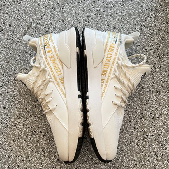 Versace Jeans Couture Women's White Low-Top Sneakers with Metallic Laces - EUC - Picture 4 of 10